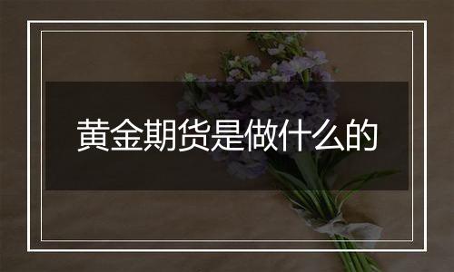 黄金期货是做什么的
