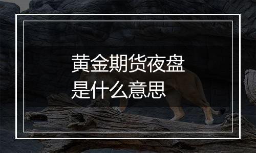黄金期货夜盘是什么意思
