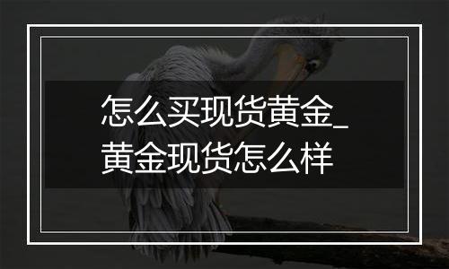 怎么买现货黄金_黄金现货怎么样