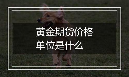 黄金期货价格单位是什么