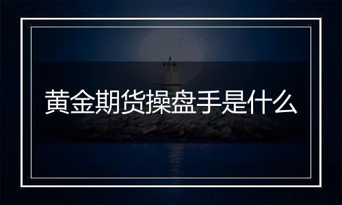 黄金期货操盘手是什么