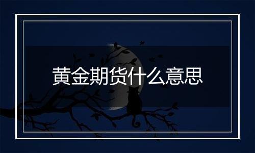 黄金期货什么意思
