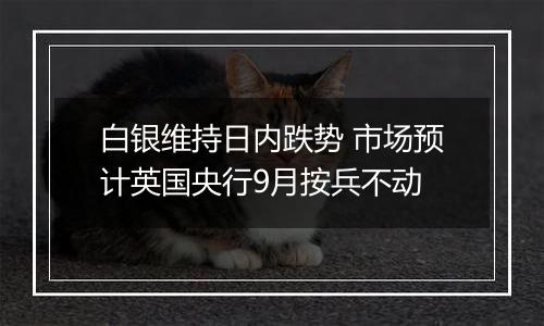 白银维持日内跌势 市场预计英国央行9月按兵不动