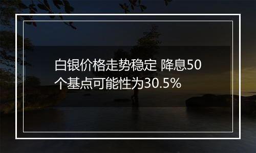 白银价格走势稳定 降息50个基点可能性为30.5%