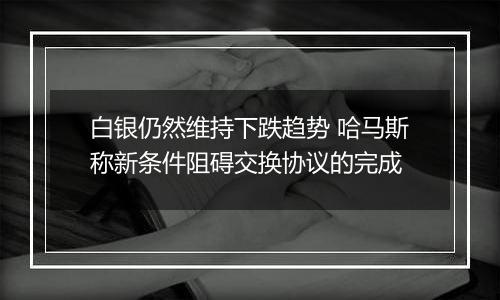 白银仍然维持下跌趋势 哈马斯称新条件阻碍交换协议的完成
