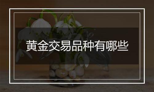 黄金交易品种有哪些