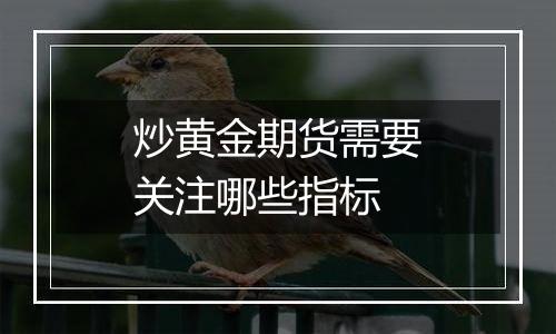 炒黄金期货需要关注哪些指标