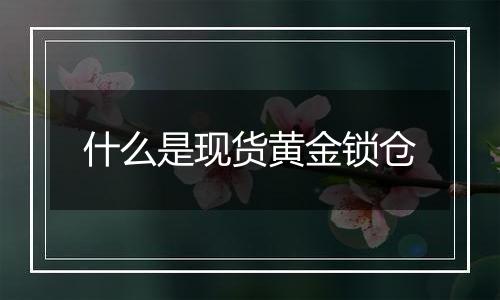 什么是现货黄金锁仓