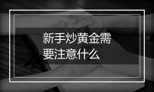 新手炒黄金需要注意什么