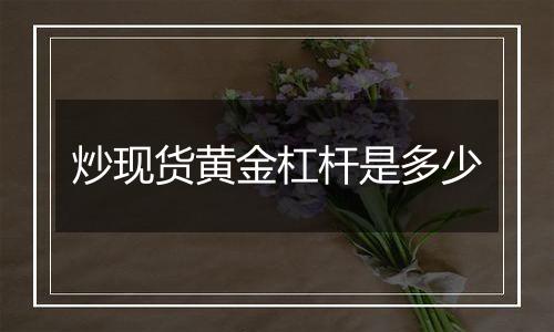 炒现货黄金杠杆是多少