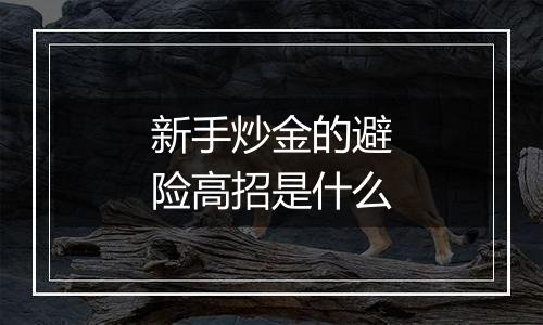 新手炒金的避险高招是什么