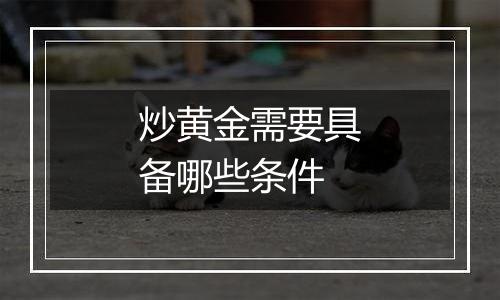 炒黄金需要具备哪些条件