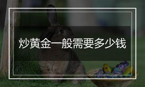 炒黄金一般需要多少钱