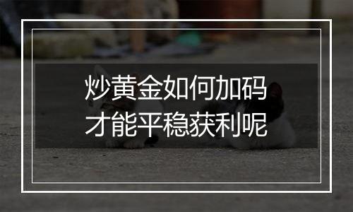 炒黄金如何加码才能平稳获利呢