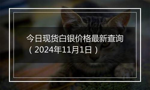 今日现货白银价格最新查询（2024年11月1日）