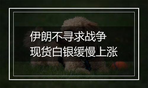 伊朗不寻求战争 现货白银缓慢上涨