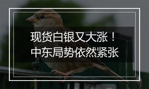 现货白银又大涨!中东局势依然紧张