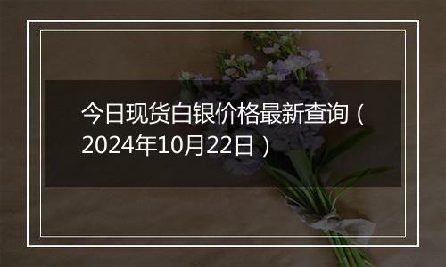 今日现货白银价格最新查询（2024年10月22日）