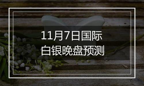 11月7日国际白银晚盘预测