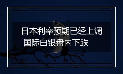 日本利率预期已经上调 国际白银盘内下跌
