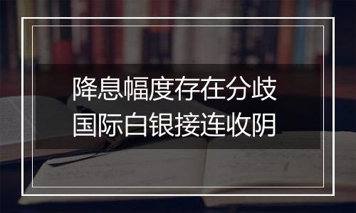 降息幅度存在分歧 国际白银接连收阴