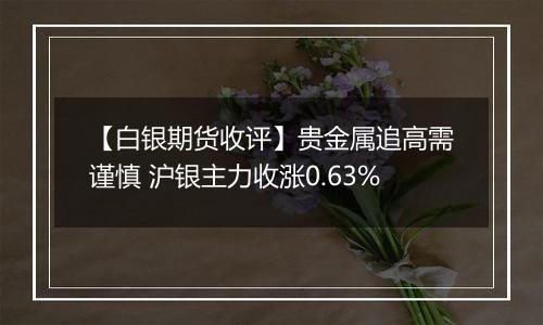 【白银期货收评】贵金属追高需谨慎 沪银主力收涨0.63%