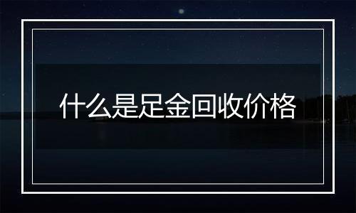 什么是足金回收价格