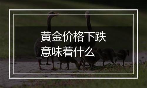 黄金价格下跌意味着什么