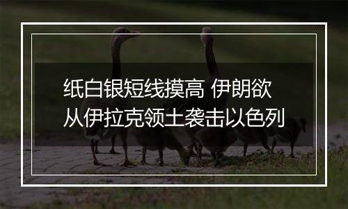 纸白银短线摸高 伊朗欲从伊拉克领土袭击以色列