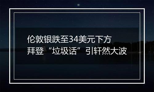 伦敦银跌至34美元下方 拜登“垃圾话”引轩然大波