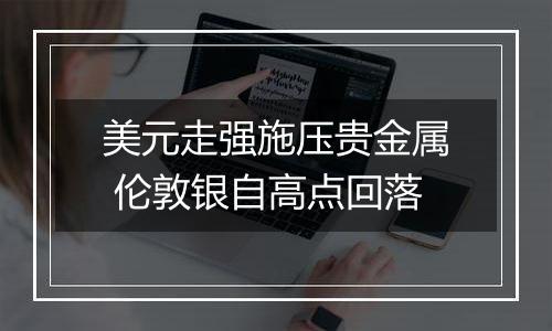 美元走强施压贵金属 伦敦银自高点回落