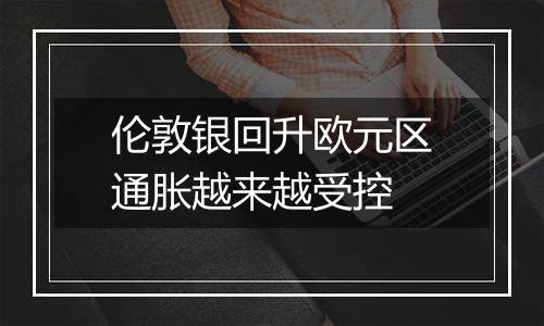 伦敦银回升欧元区通胀越来越受控