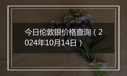 今日伦敦银价格查询(2024年10月14日)