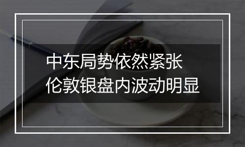 中东局势依然紧张 伦敦银盘内波动明显