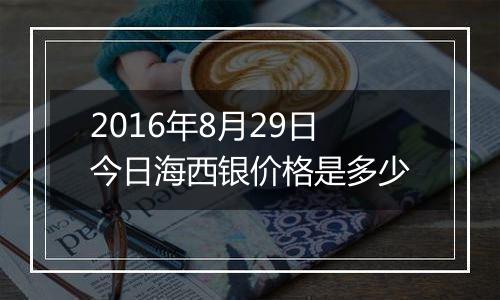 2016年8月29日今日海西银价格是多少