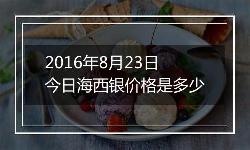 2016年8月23日今日海西银价格是多少