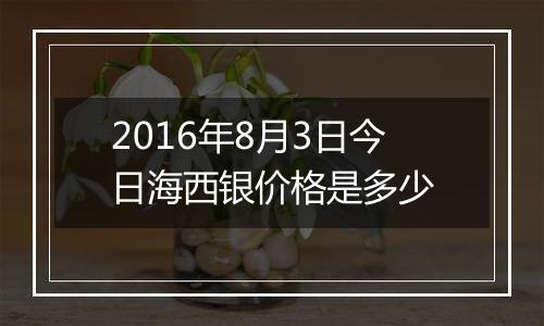 2016年8月3日今日海西银价格是多少