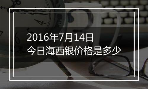 2016年7月14日今日海西银价格是多少