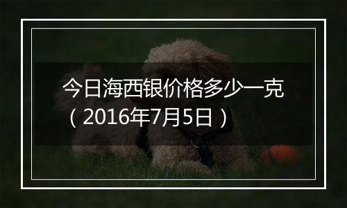 今日海西银价格多少一克（2016年7月5日）