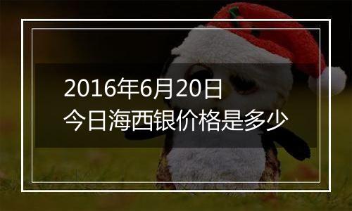 2016年6月20日今日海西银价格是多少