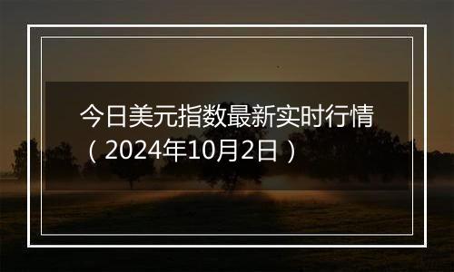 今日美元指数最新实时行情（2024年10月2日）