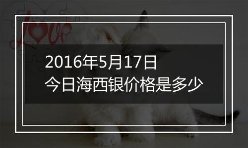 2016年5月17日今日海西银价格是多少