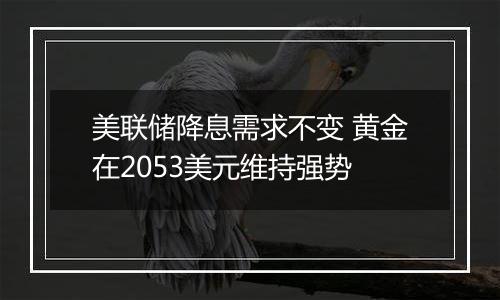 美联储降息需求不变 黄金在2053美元维持强势