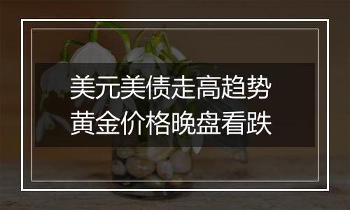 美元美债走高趋势 黄金价格晚盘看跌