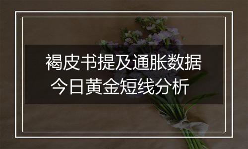 褐皮书提及通胀数据 今日黄金短线分析