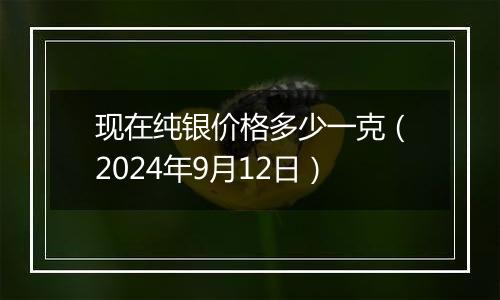 现在纯银价格多少一克(2024年9月12日)