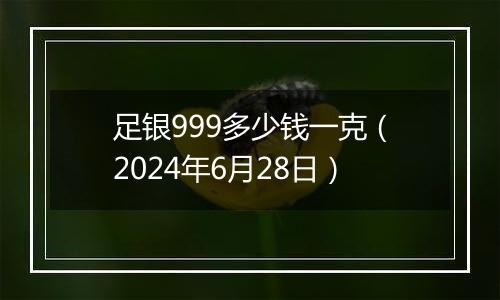 足银999多少钱一克(2024年6月28日)
