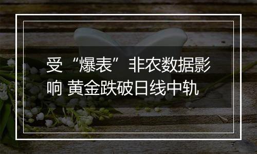 受“爆表”非农数据影响 黄金跌破日线中轨
