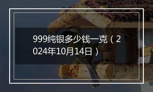 999纯银多少钱一克(2024年10月14日)