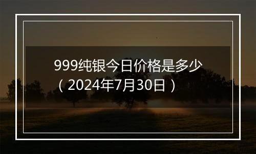 999纯银今日价格是多少(2024年7月30日)